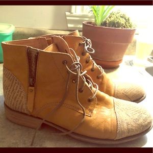 Tan leather boots with suede details